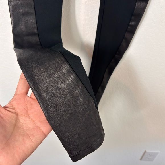 ALICE + OLIVIA LEATHER SIDE PANEL BLACK STRETCHY LEGGINGS NO SIZE - Picture 6 of 7